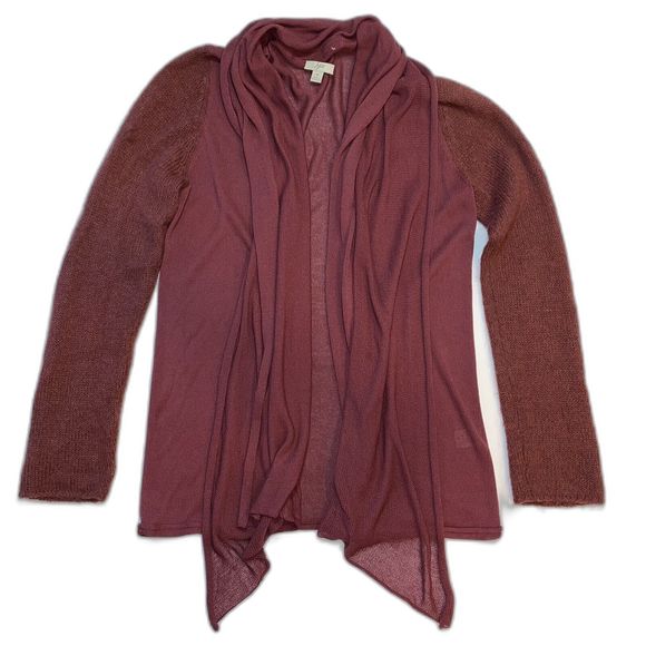 J Jill Women's Small Open Front Cardigan Waterfall Mauve Alpaca Blend Sleeves - Picture 1 of 11